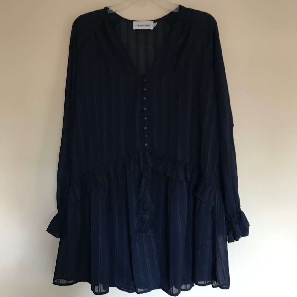 Line + Dot Long Sleeve Tiered Dress M - Picture 2 of 10